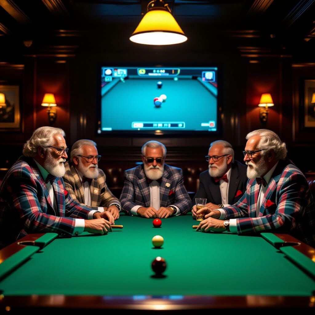 Elderly Gentlemen Play Video Games, Vintage Photo Style