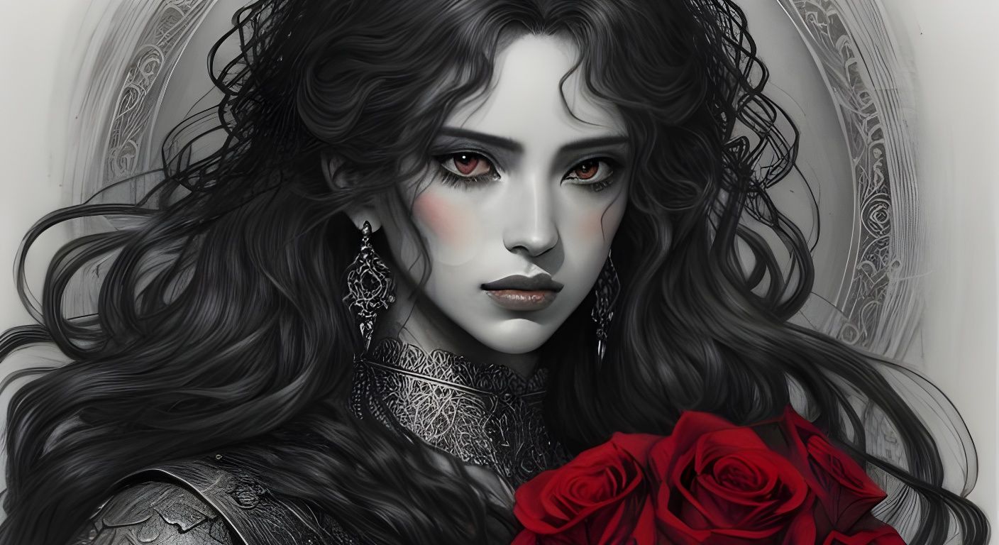 Gothic Beauty and Beast in Monochrome Charcoal