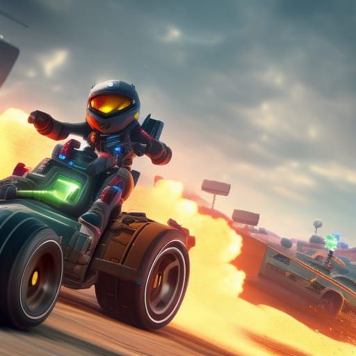 Mario Kart Doomcore: Sci-Fi Cinematic Game Art