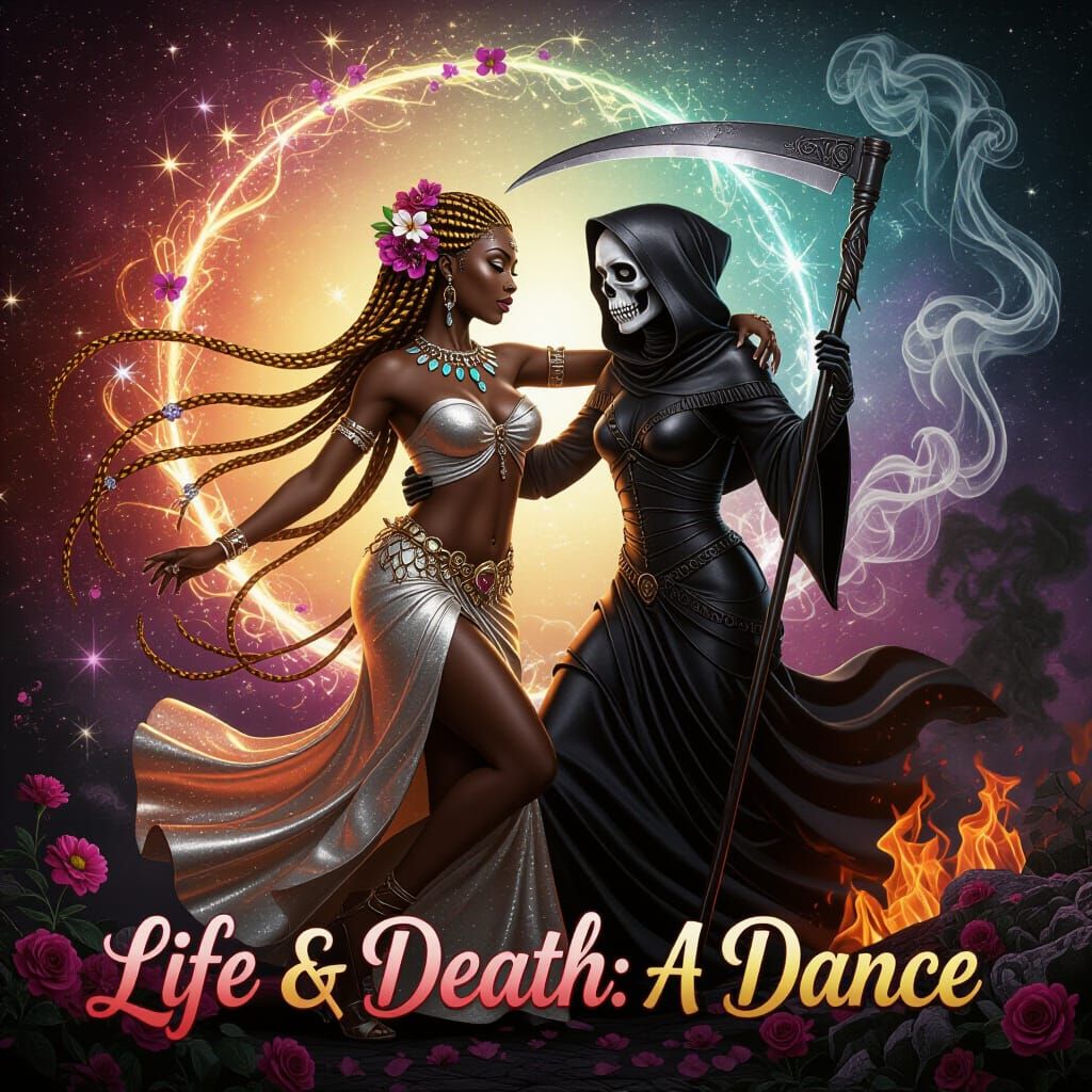 Life & Death: Cosmic Tango in Pulp Comic Style