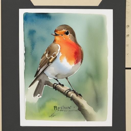 Robin Portrait in Watercolour Painting Style
