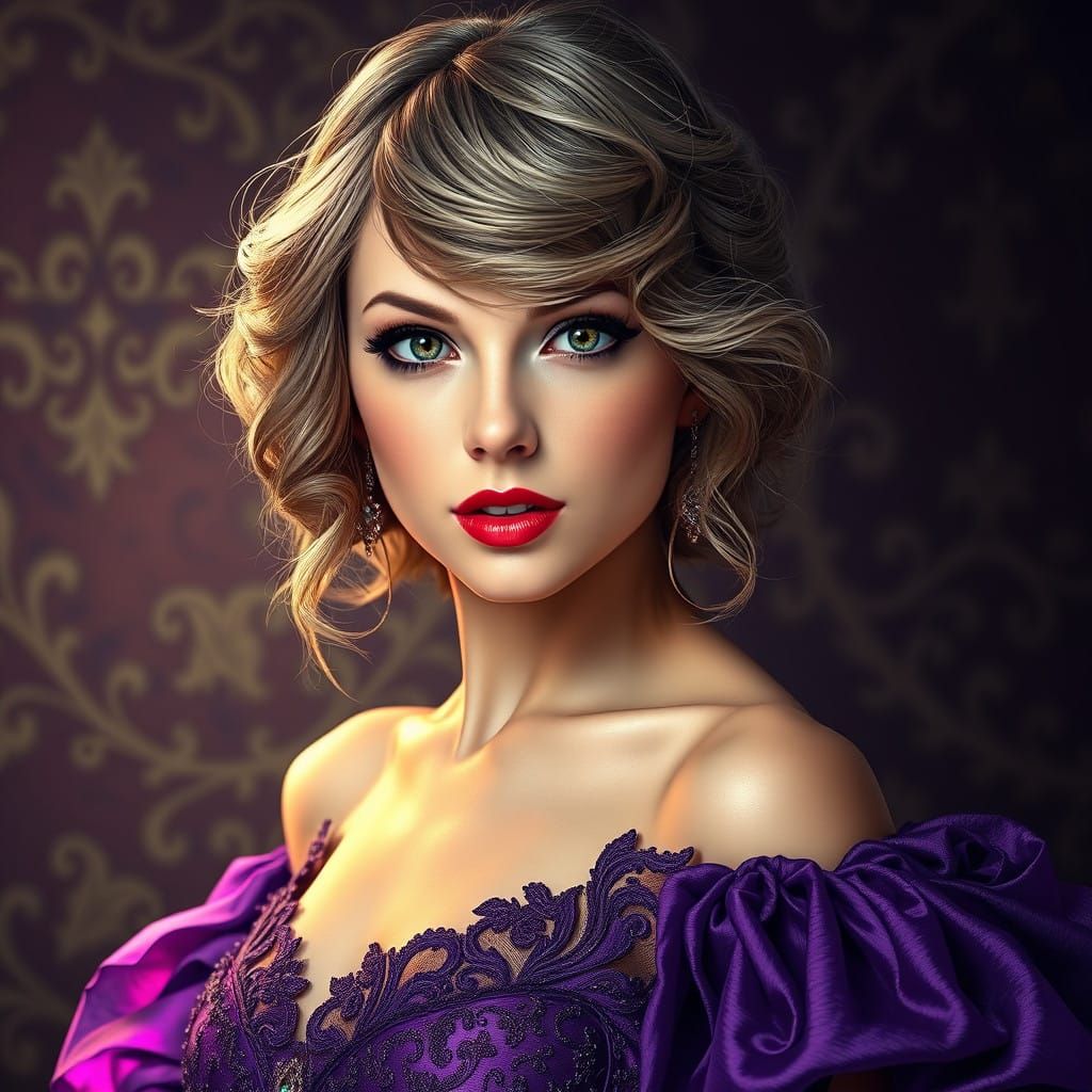 Ethereal Amethyst Goddess in Vibrant Art Nouveau Style