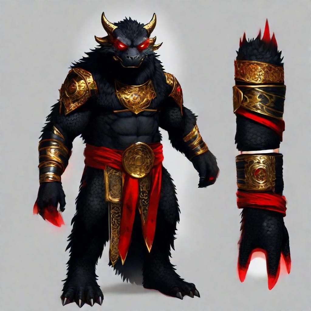 Black Fur Harengon with Dragon Sash and Goggles