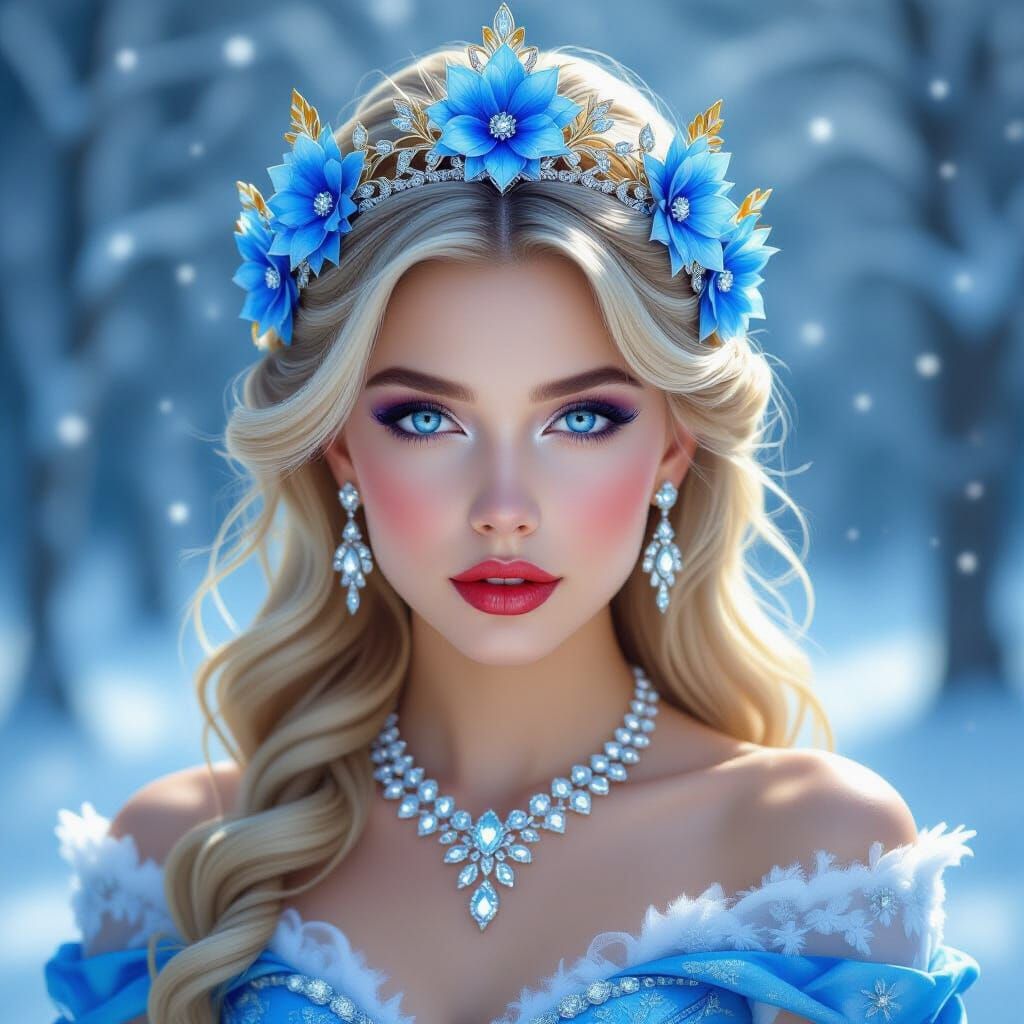 Winter Princess Portrait in Ethereal Forest Glow