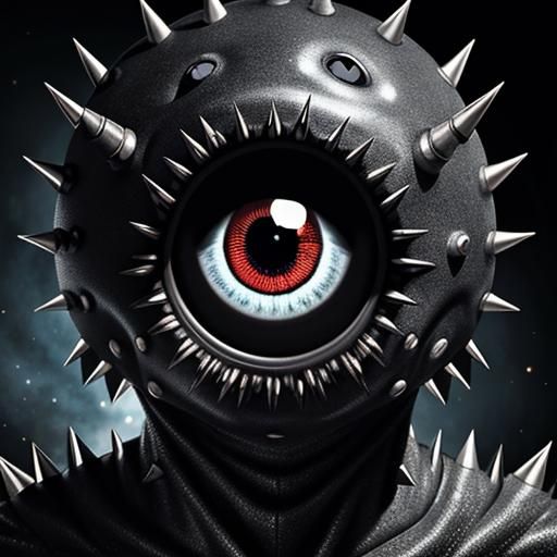 Spiky Space Horror Face in Digital Art Style