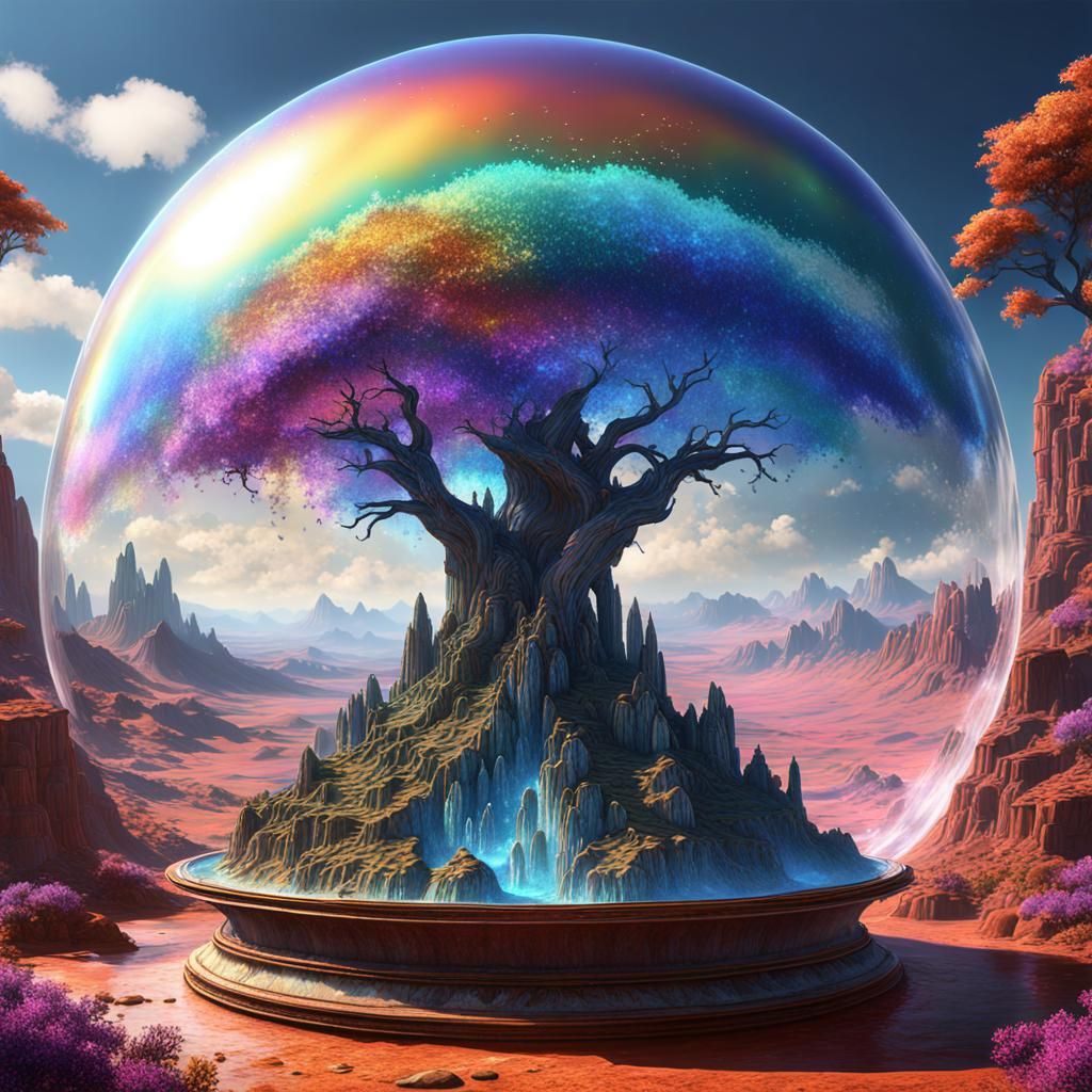 Crystalline Iridescent Earth Dome: Fantasy Concept Art