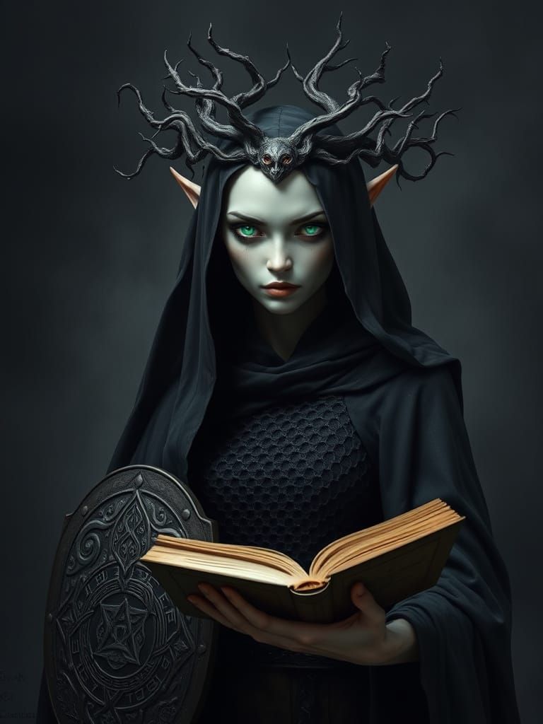 Ethereal Wood Elf in Dark Chainmail Armor