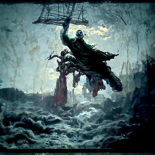 Flying Dutchman in Gothic Horror Style
