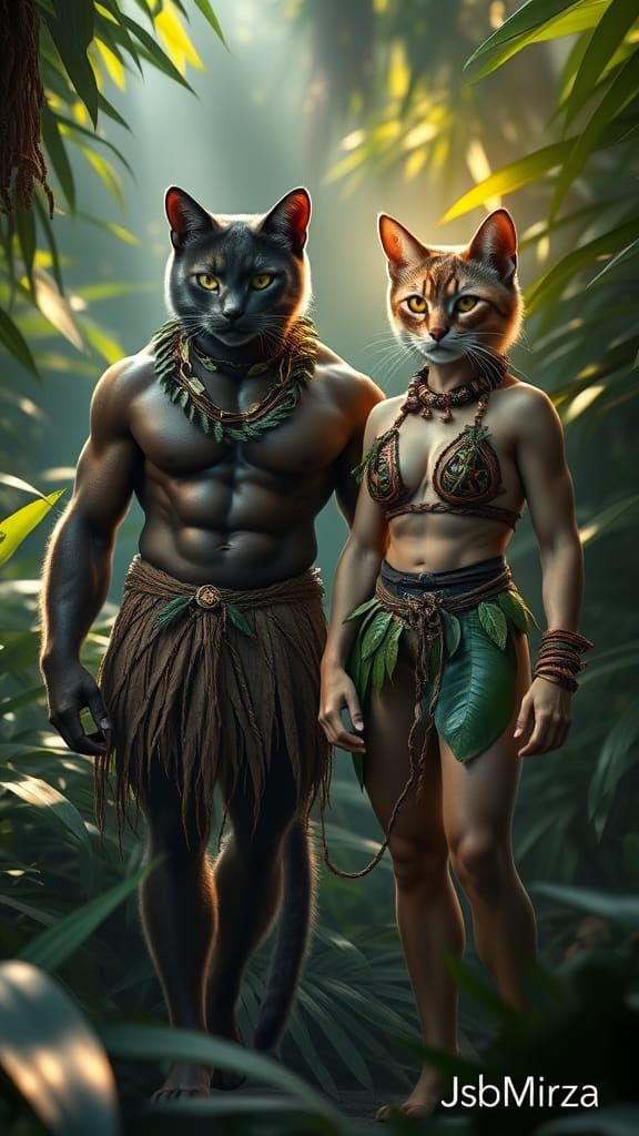 Sleek Jungle Bodybuilders in Hyper-Realistic Style