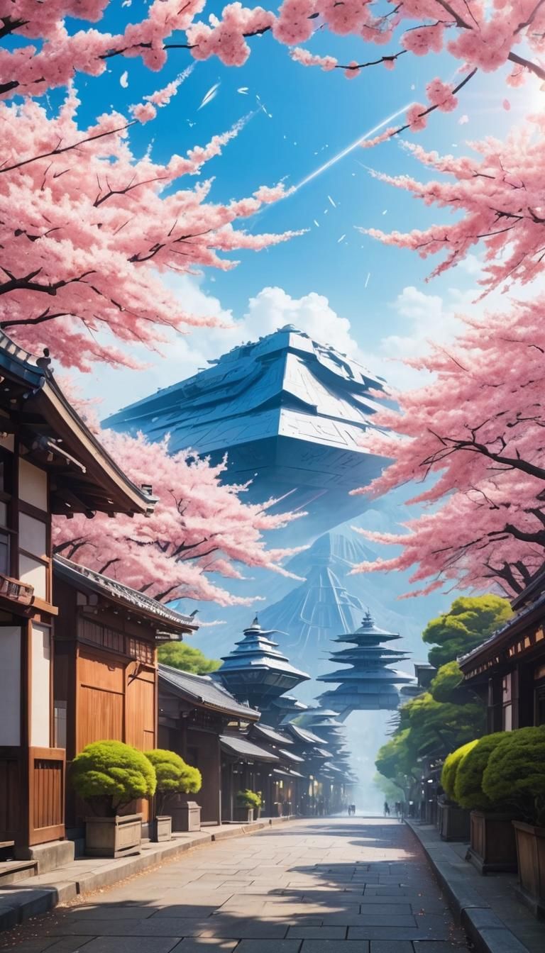 Star Destroyer Cherry Blossom Lasers in Kyoto