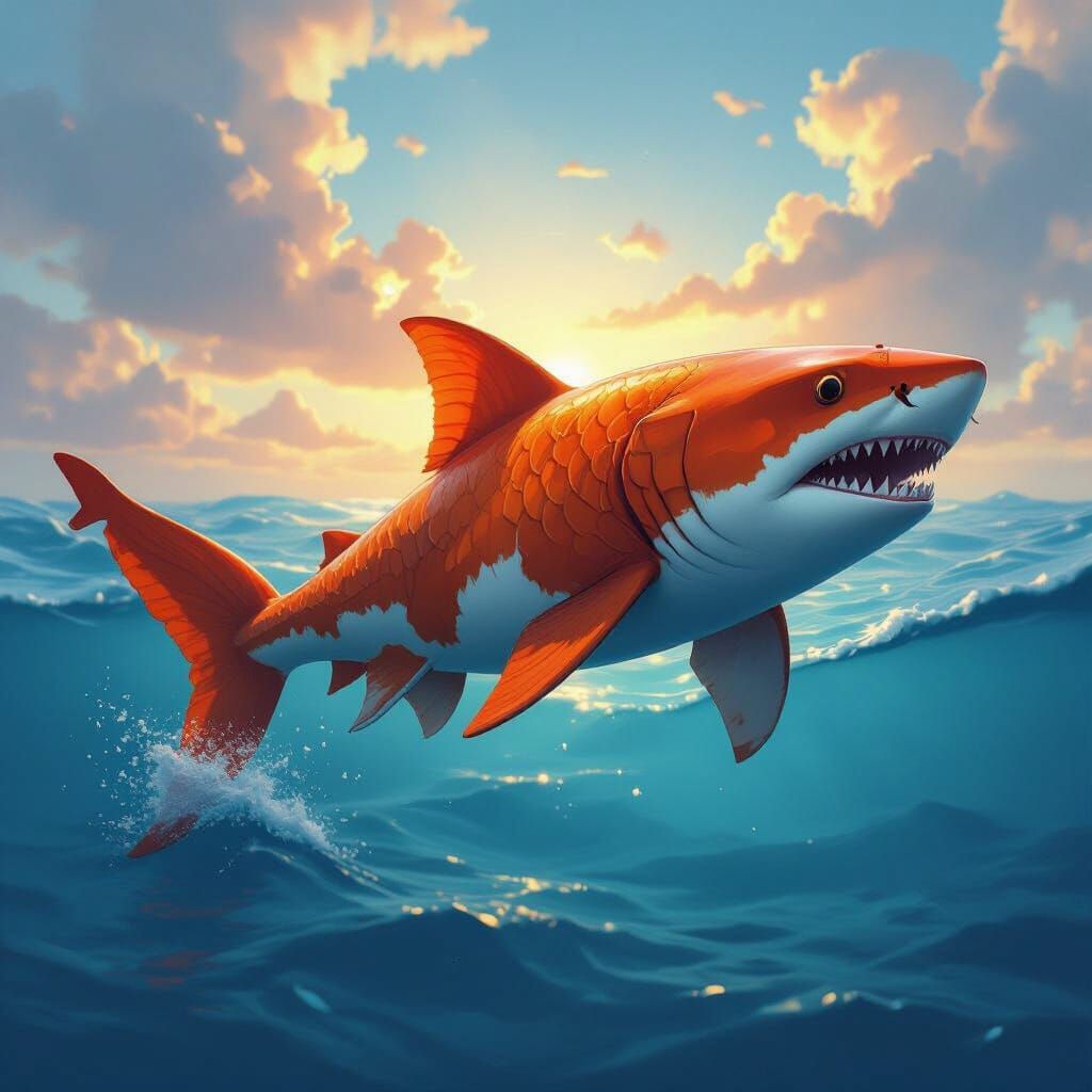 Majestic Koi Shark Hybrid in Detailed Matte Painting