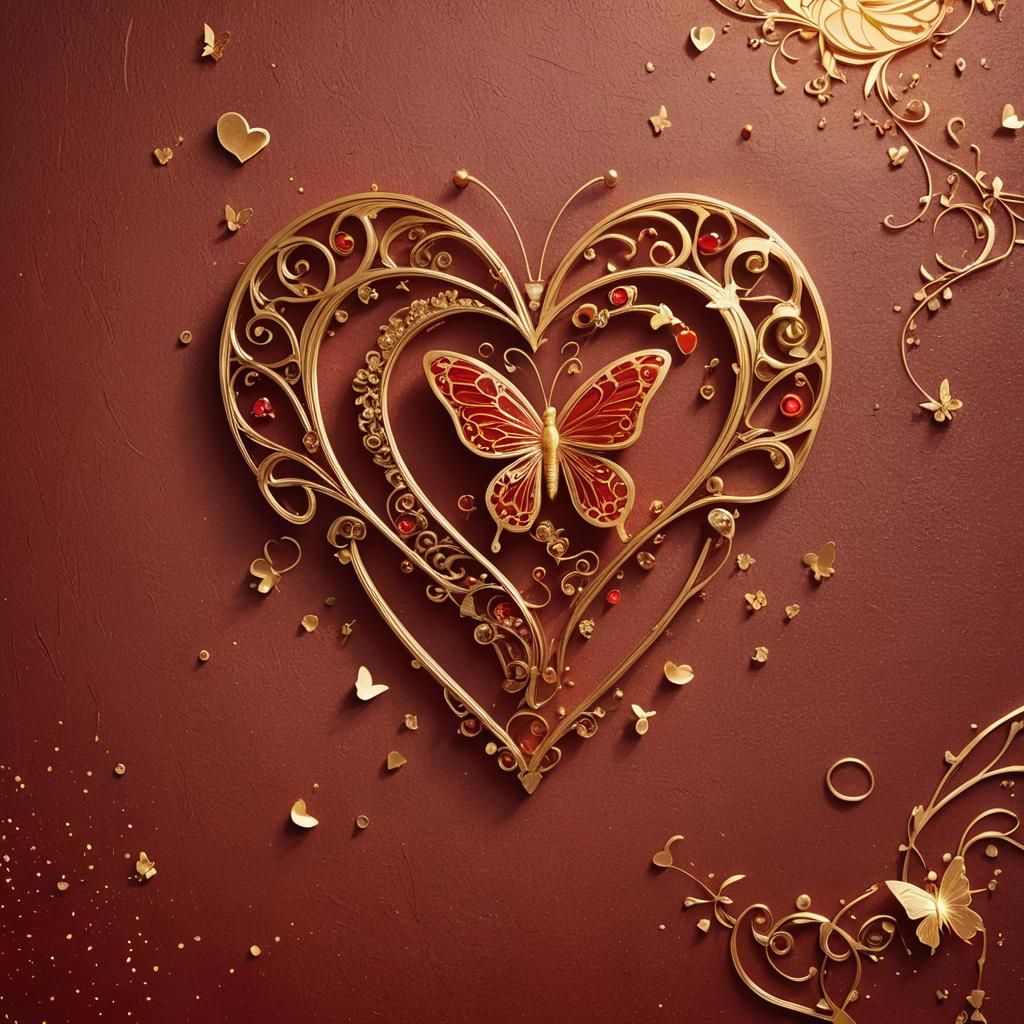 Ornate 3D Logo with Golden Swirls and Gems