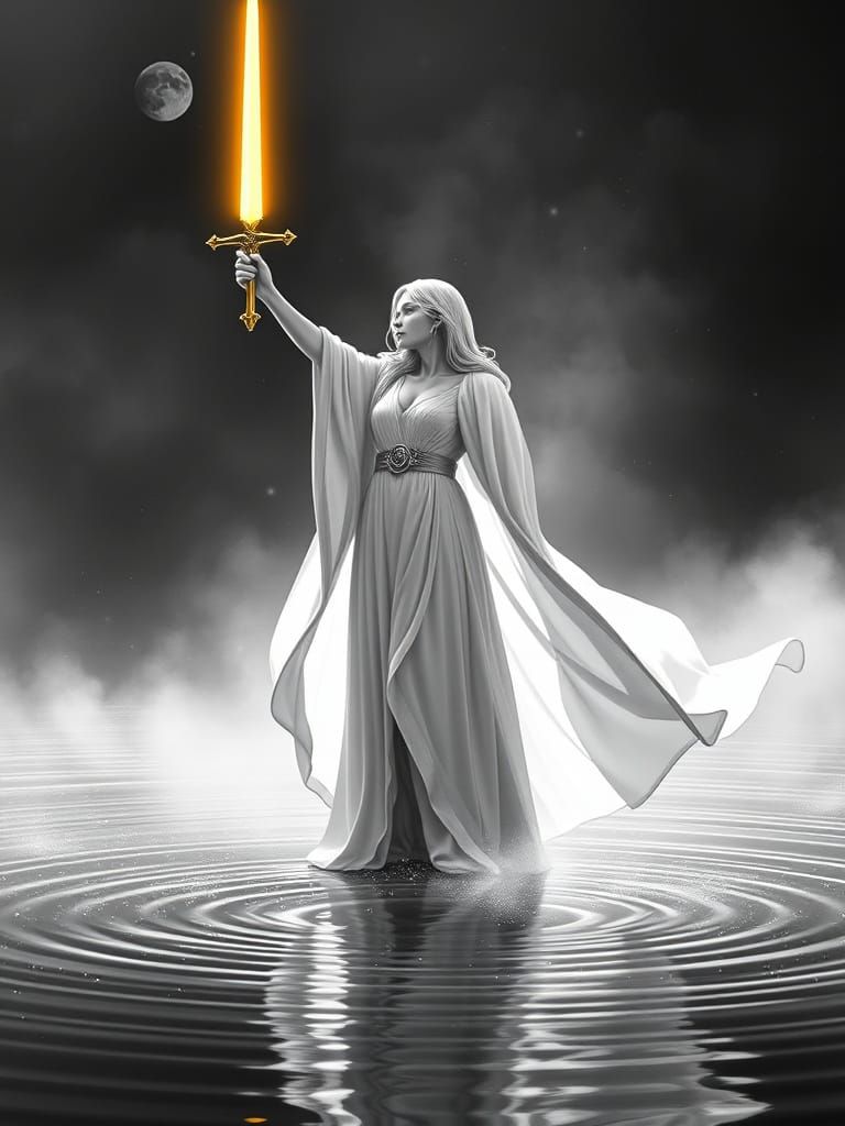 Mystical Lady of the Lake with Excalibur