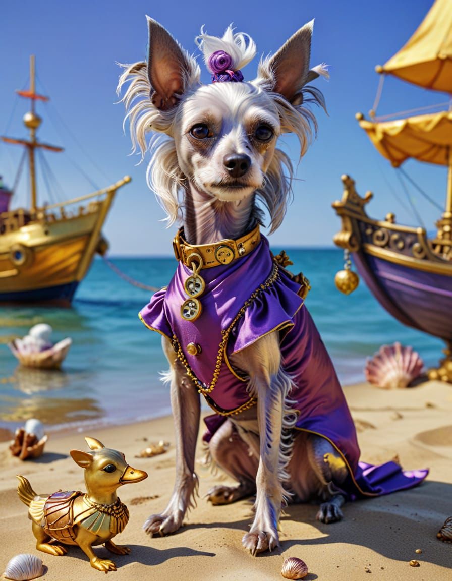 Steampunk Dog's Beach Vacation in 3D Photography