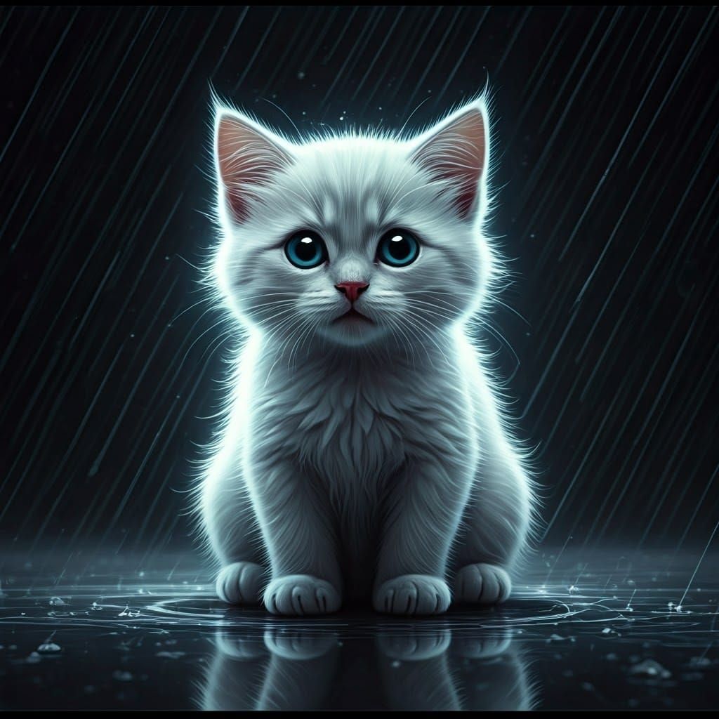 Kitten Constellation in Bioluminescent Comic Book Art