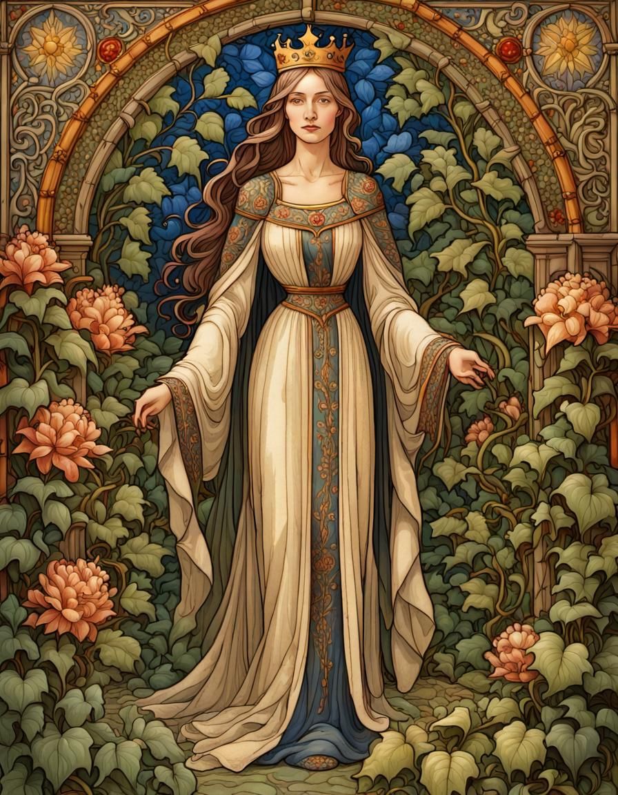 Medieval Woman in Illuminated Manuscript Style