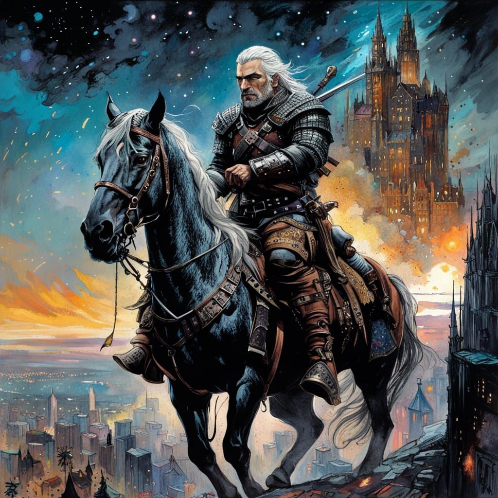 Geralt Rides: Dark Fantasy Meets Outer Space