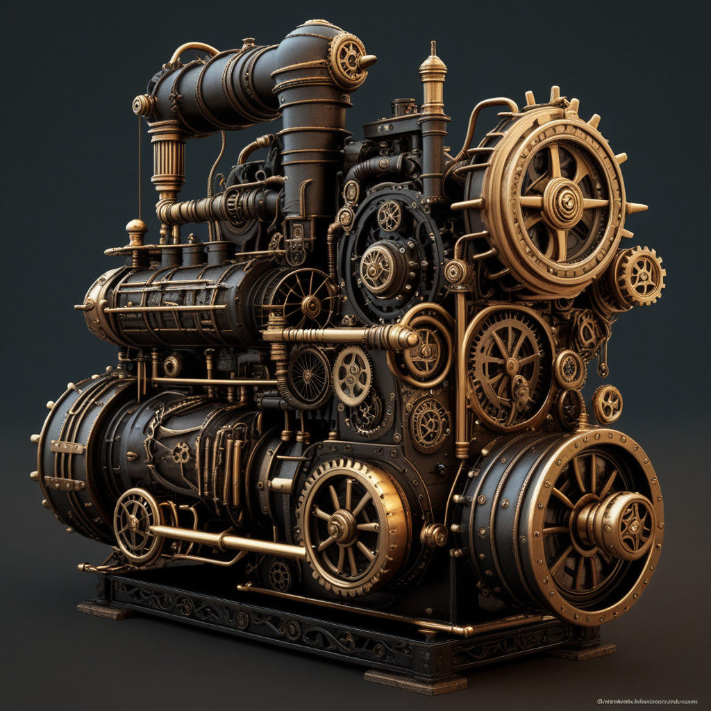 Grimdark Steampunk Engine in Industrial Style