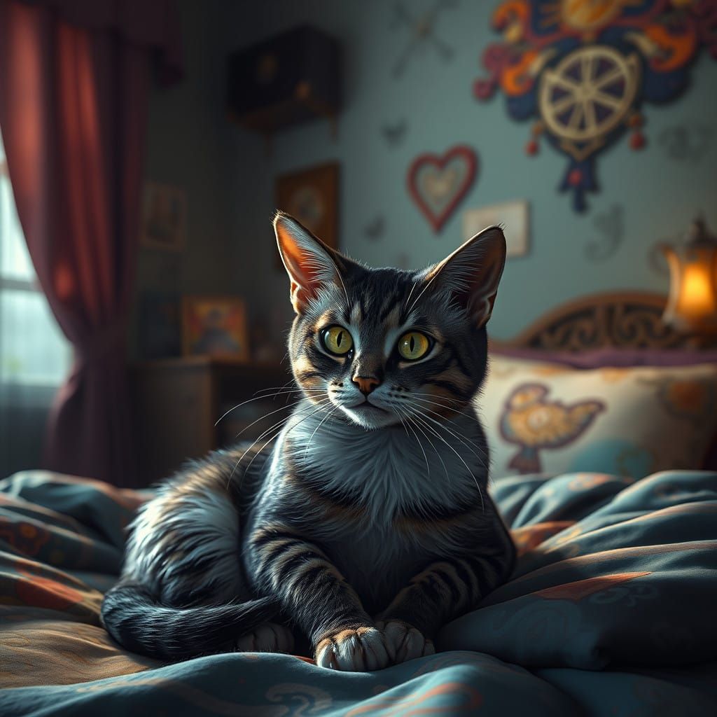 Whimsical Cat Sanctuary in a Dreamy Bedroom