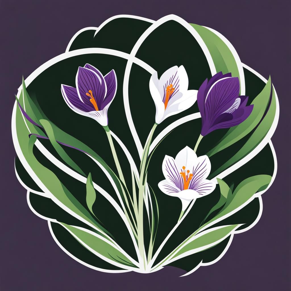 Crocus Flower DNA Helix Logo Icon
