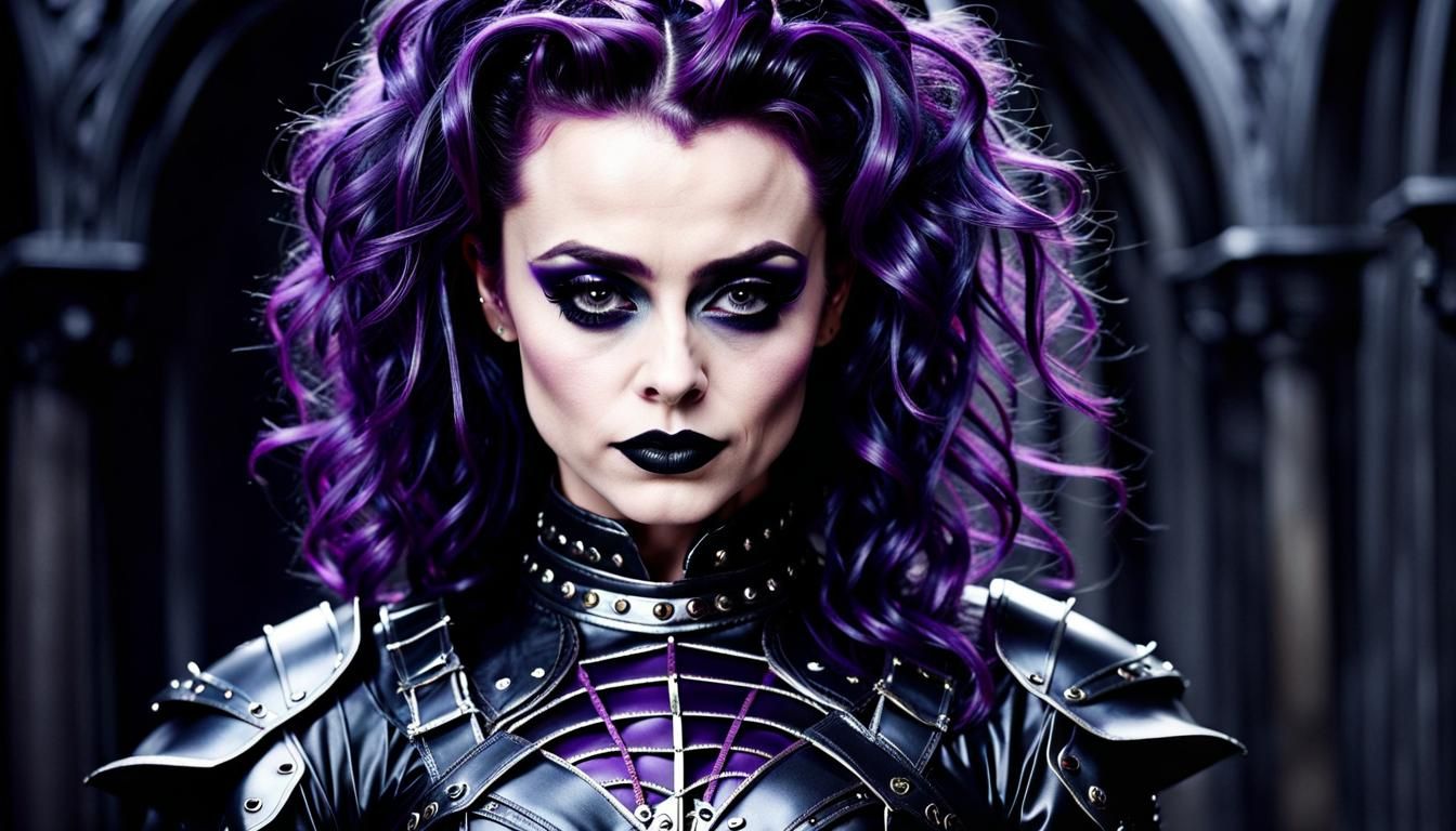 Gothic Metal Model in Witch Armor, HD Photo