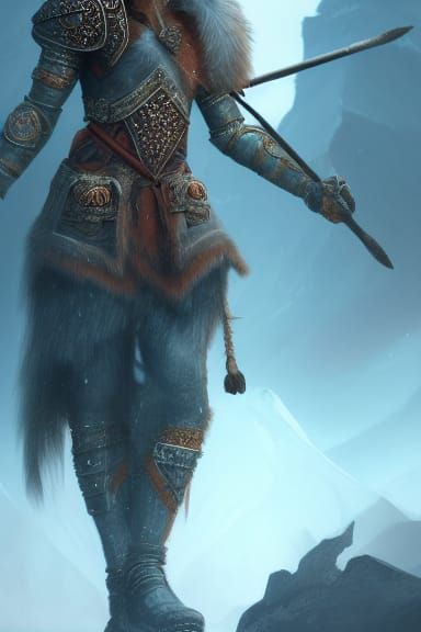 Female Jotunn in Ancient Runic Nordic Armor