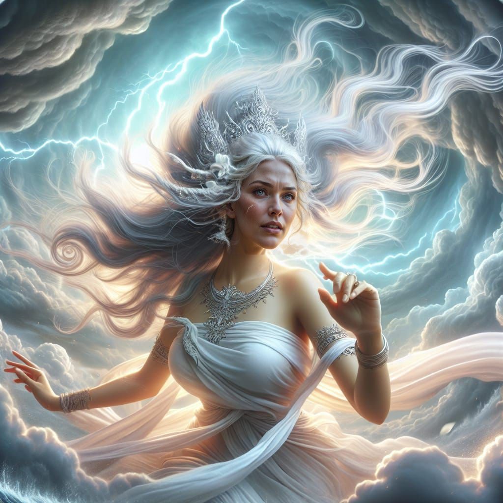 Surreal South Asian Goddess Rides the Turbulent Storm in Sof...