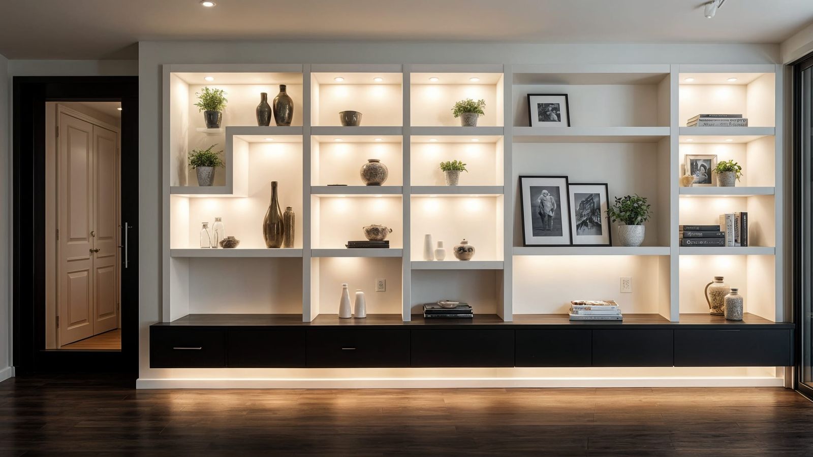 Modern Shelf Wall in Photorealistic Gypsum Board