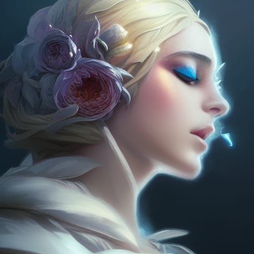Frozen Floral Portrait in Hyperdetailed Style