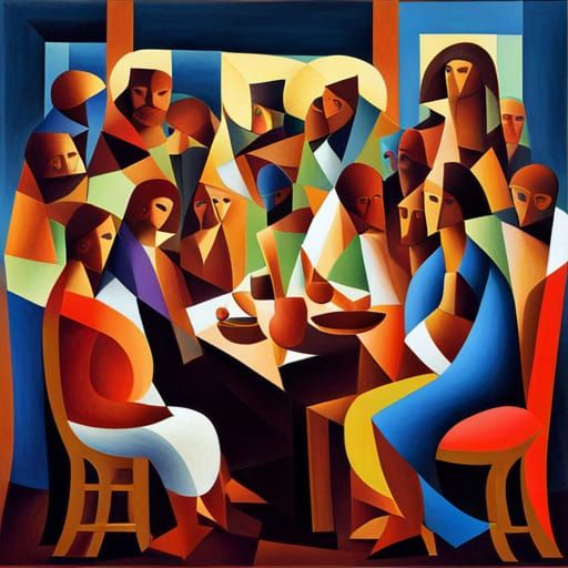 Abstract Cubist Last Supper in Euclidean Style