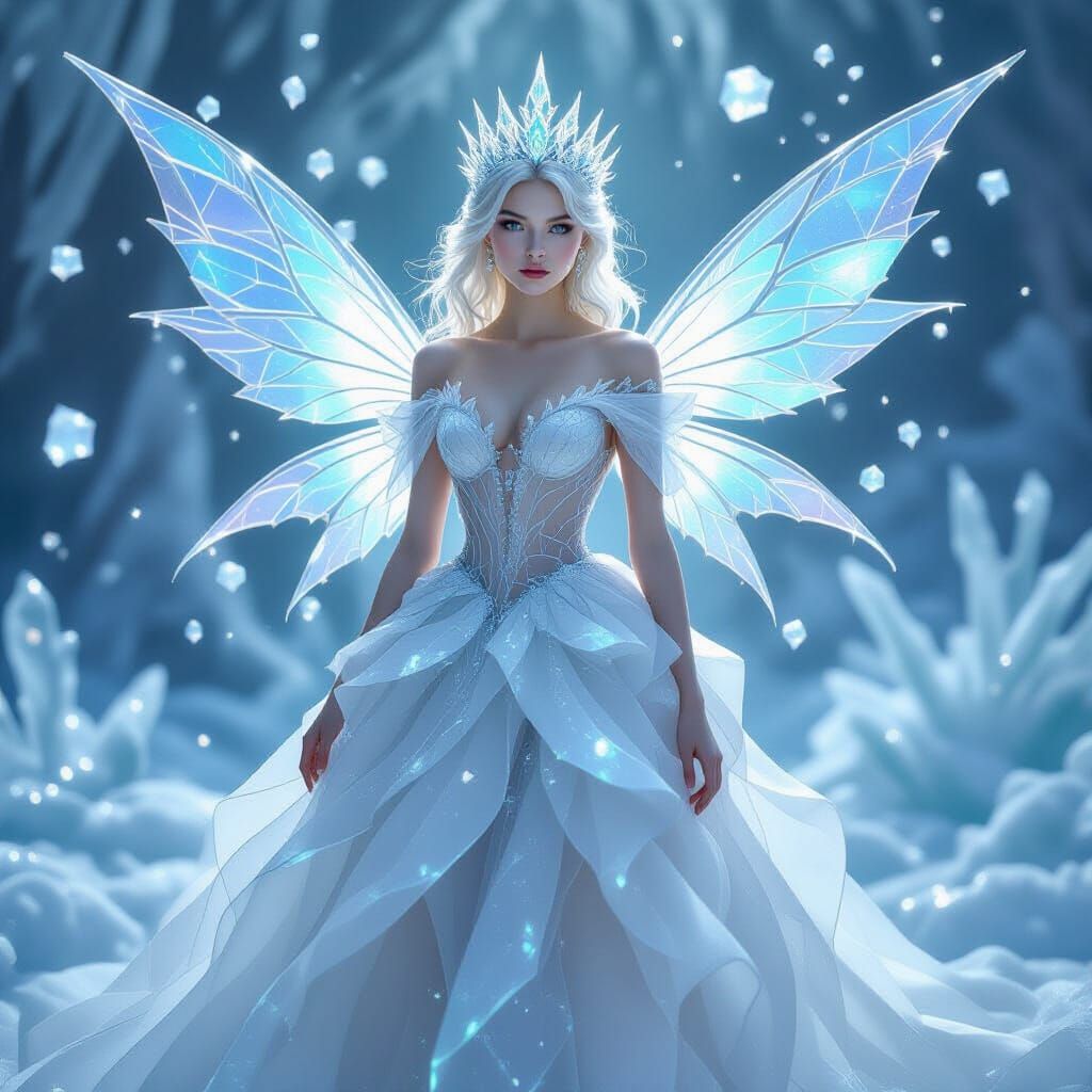Frosted Glass Princess with Shimmering Gown