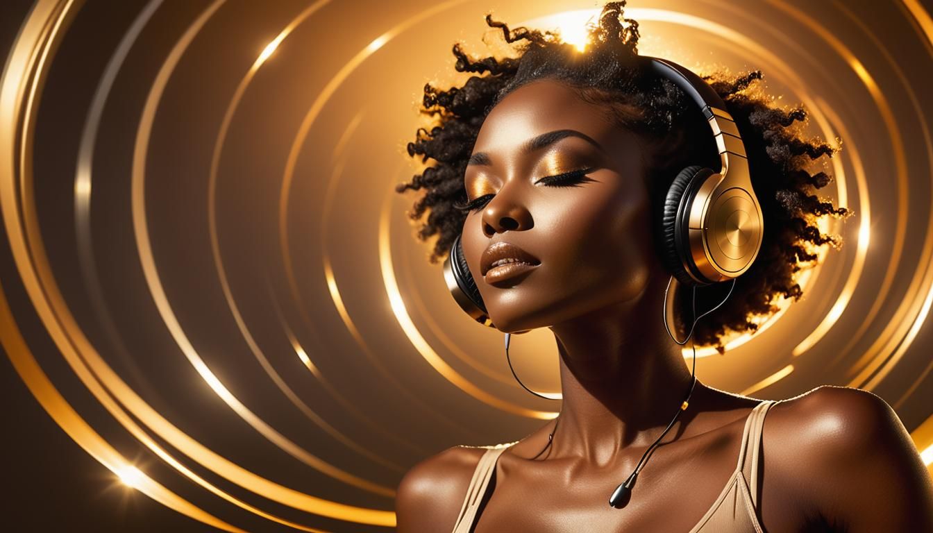 DJ Woman Bathed in Golden Light on Mountain