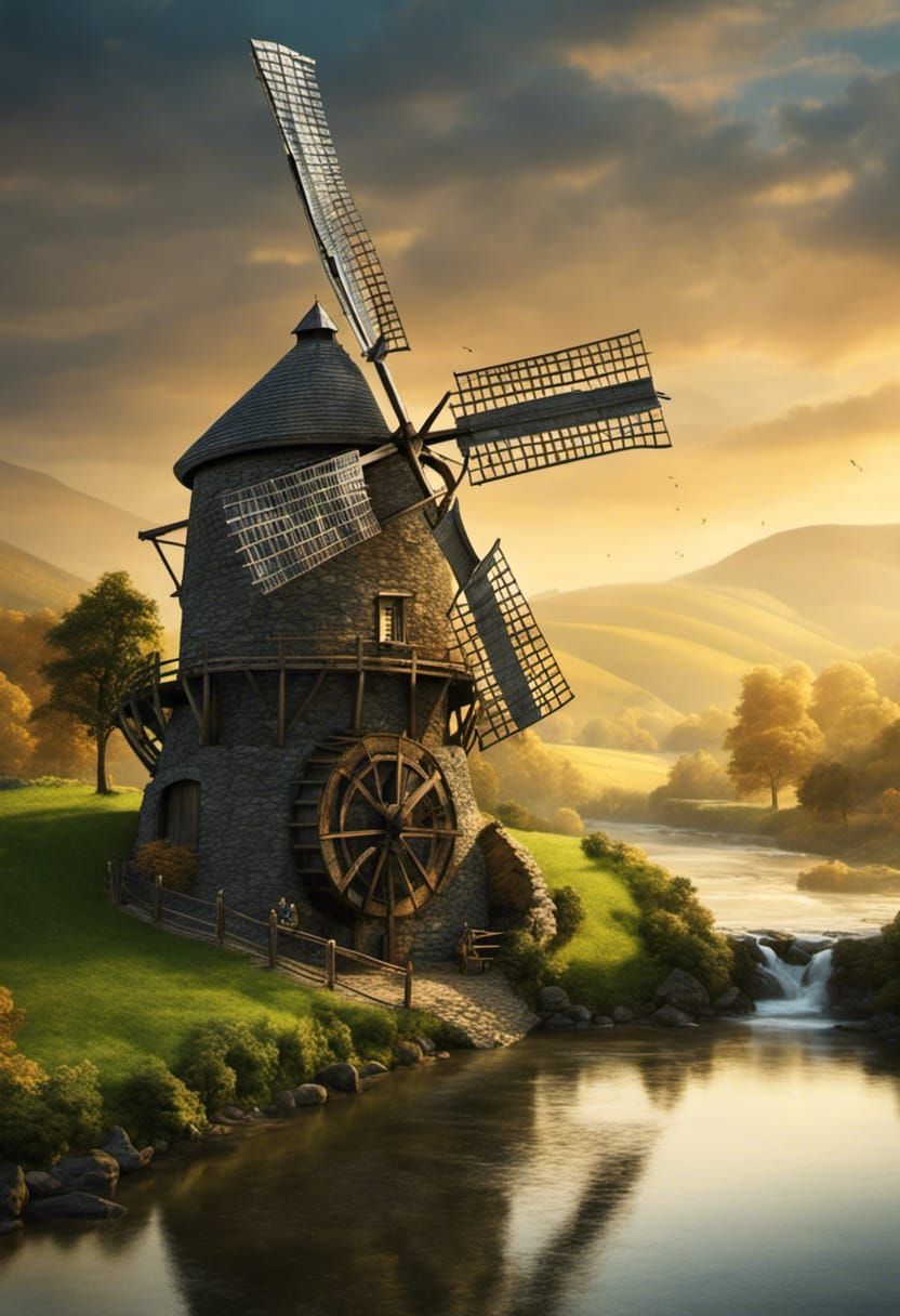 Jack's Mill (fictitious) A pretty, but old, former waterwheel mill, next to Greenbank River