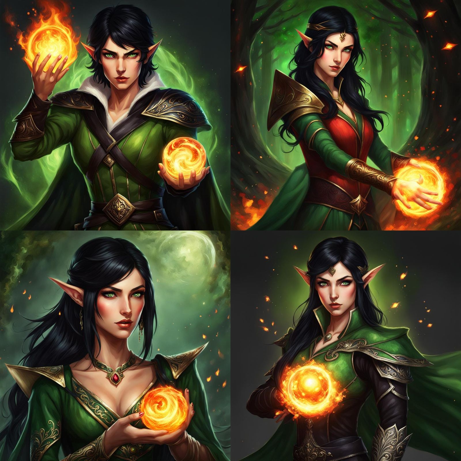 Half Elf Sorceress with Fireball Digital Art