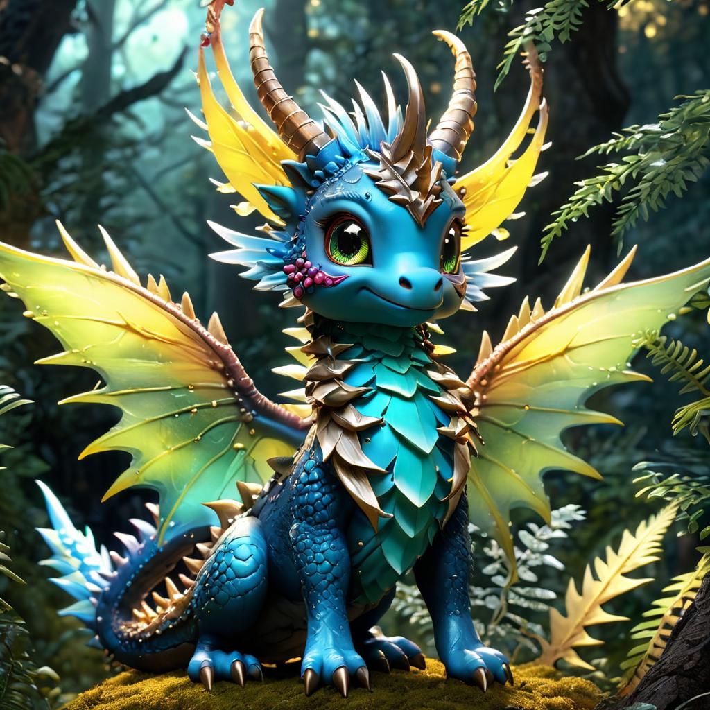 Cute Baby Fairy Dragon in 3D Anime Art