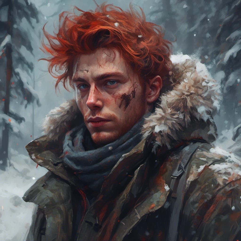 Red-Haired Man in Taiga: Macabre Concept Art