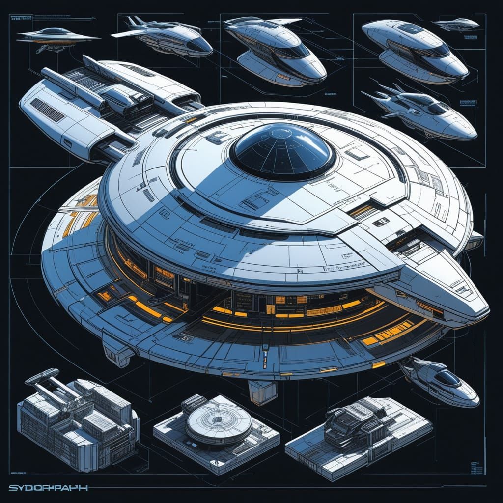 Futuristic Saucer Spaceship in High-Tech Detail