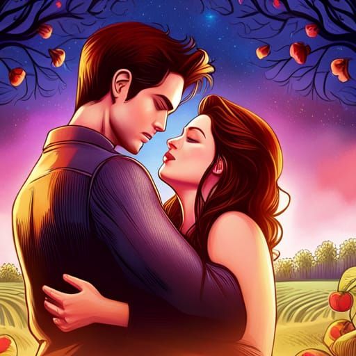 Edward and Bella in Twilight Apple Orchard