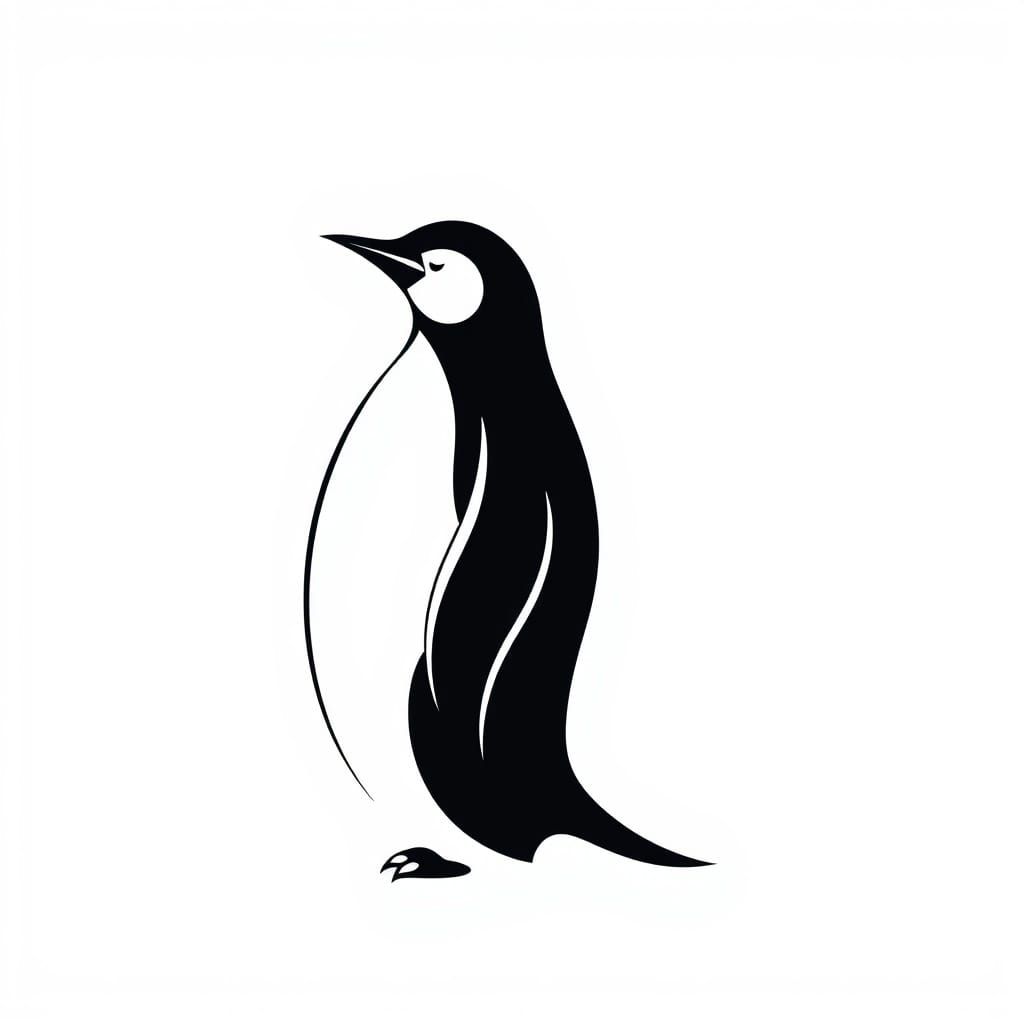 Minimalist illustration of a penguin