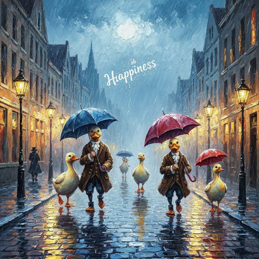 Impasto rainy night by both 18th century duckling couples and the pursuit of Happiness