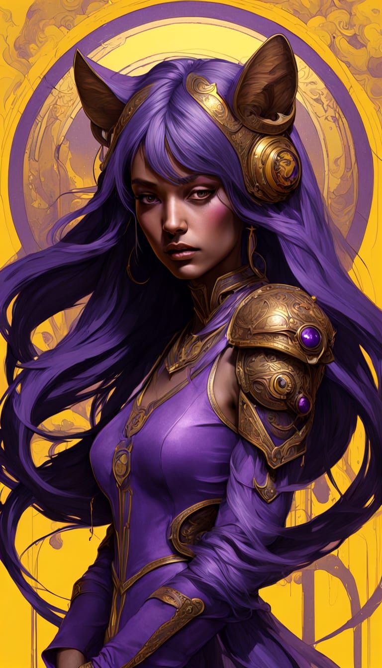 Cyberpunk Alien Tigeron Goddess in Dark Fantasy Armor