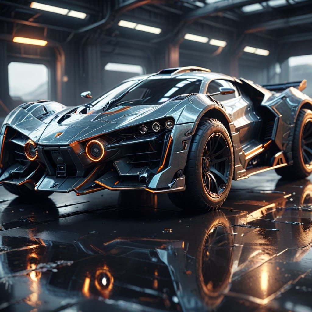 Futuristic Supercar with Intricate Mech Details