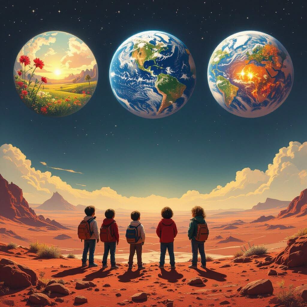 Children on Mars View Earth Through Seasons