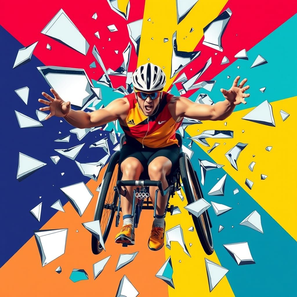 Empowered Athlete Shatters Barriers in Pop Art Style