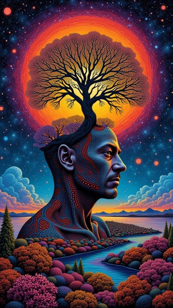 Chromatic Surrealism: Island Hatching, Aboriginal Dot Painti...