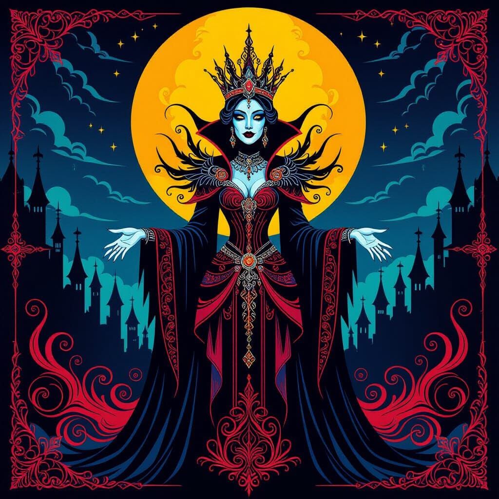 Queen of Halloween in Gothic Pop Art Style