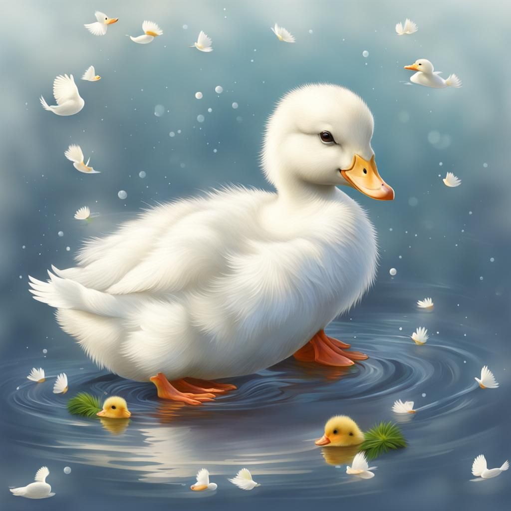 Magical Ultrarealistic White Duck
