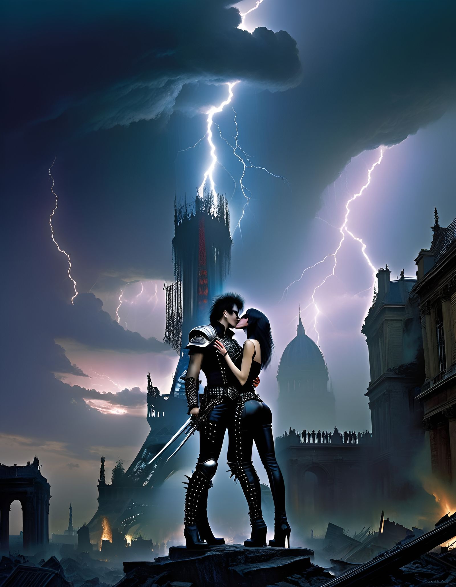 Post-Apocalyptic Storm in Gothic Science Fiction Style