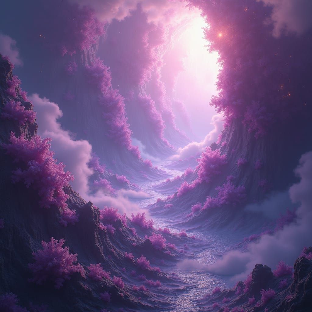 Ethereal Purple Void with Crystalline Formations