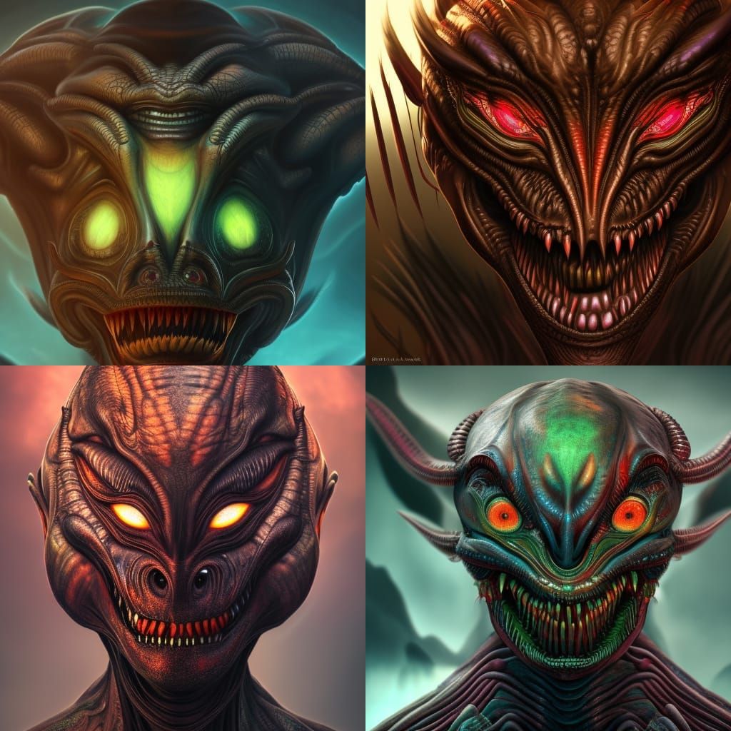 Scary Alien Creature Portrait in Detailed Matte Style